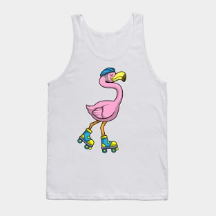 Flamingo as Skater with Skates & Helmet Tank Top